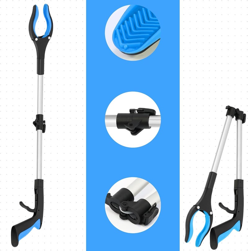 GrabRunner 2 Pack 32 inch Reacher Grabber Tool with Strong Magnetic and Swivel Head (New Blue) - Image 5